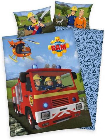 Merkloos Brandweerman Sam Dekbedovertrek Katoen Ledikant(100x135 Cm + 1 Sloop) Multi