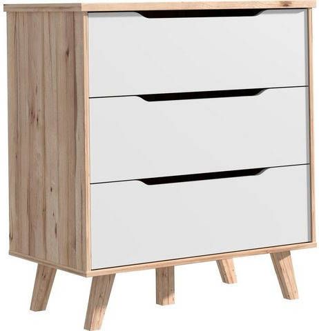 Cstore Finland Vankka Scandinavische Ladekast In Eik En Mat Wit + Poten In Massief Hout L 80 Cm