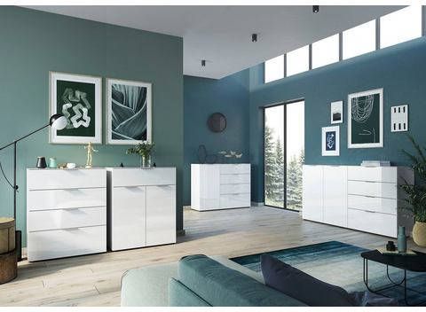 GERMANIA Dressoir OAKLAND in 2 breedten, fronten en bovenblad met glas inlay