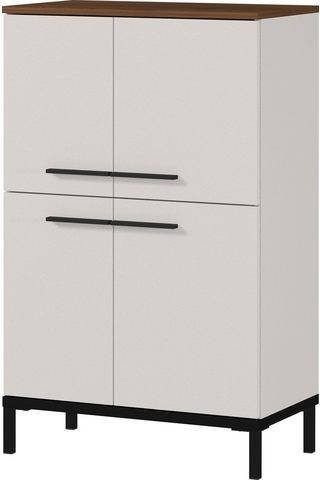 GERMANIA Halfhoge kast Yonkers Made in Germany, coating van melaminehars, hoogwaardige ABS randen, handgrepen en hoge poten van metaal, deurdemping, lade zelfsluitend, verstelbare planken, deuren rechts -/linksdraaiend