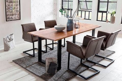 SalesFever Eethoek bestaand uit 4 moderne stoelen met armleuning en een 180 cm brede boomstamtafel(set, 5 delig )