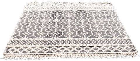 Tom Tailor Vloerkleed Coloured Macrame Handgeweven vloerkleed, zuivere wol, met de hand geweven, met franje, Scandinavisch design, woonkamer