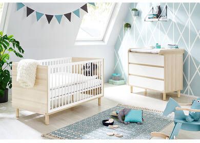 Pinolino ® Babymeubelset FLOW met kinderbed en commode, made in europe(voordeelset, 2 stuks )