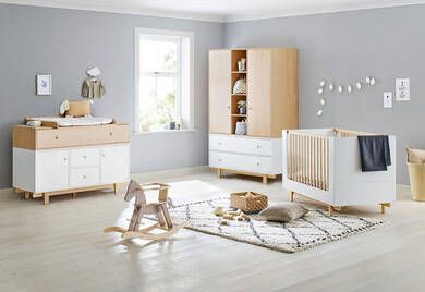Pinolino ® Complete babykamerset Boks extra breed groot, met kinderbed, kast en commode, made in europe(set, 3 stuks )