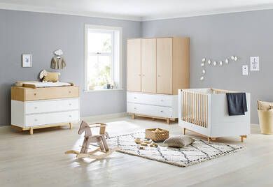 Pinolino ® Complete babykamerset Boks 3 deurs breed groot, met kinderbed, kast en commode, made in europe(set, 3 stuks )