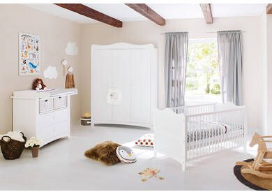 Pinolino ® Complete babykamerset Florentina breed groot, met kinderbed, kast en commode, made in europe(set, 3 stuks )