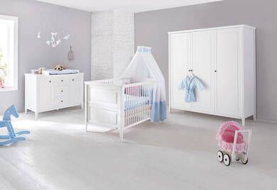 Pinolino ® Complete babykamerset Smilla extra breed groot, met kinderbed, kast en commode, made in europe(set, 3 stuks )
