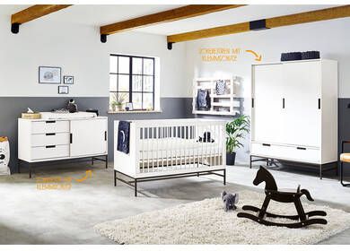 Pinolino ® Complete babykamerset Staal extra breed groot, met kinderbed, kast en commode, made in europe(set, 3 stuks )