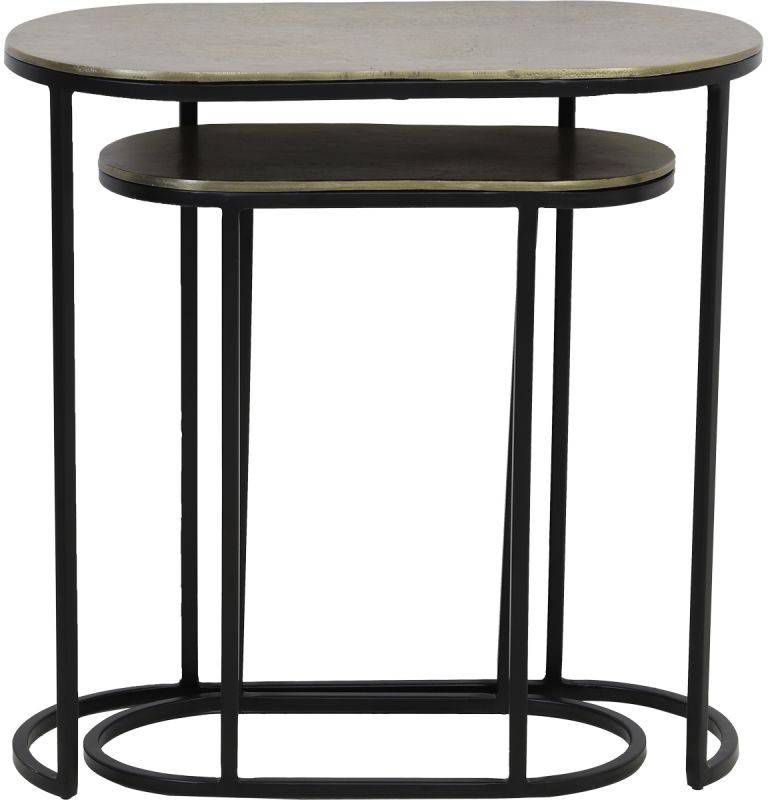 Light & Living Bijzettafel 'Bocov' Set van 2 stuks, kleur Antiek Lood
