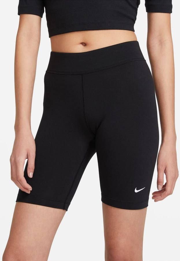 Nike Sportswear Essential Bikeshorts met halfhoge taille voor dames Zwart