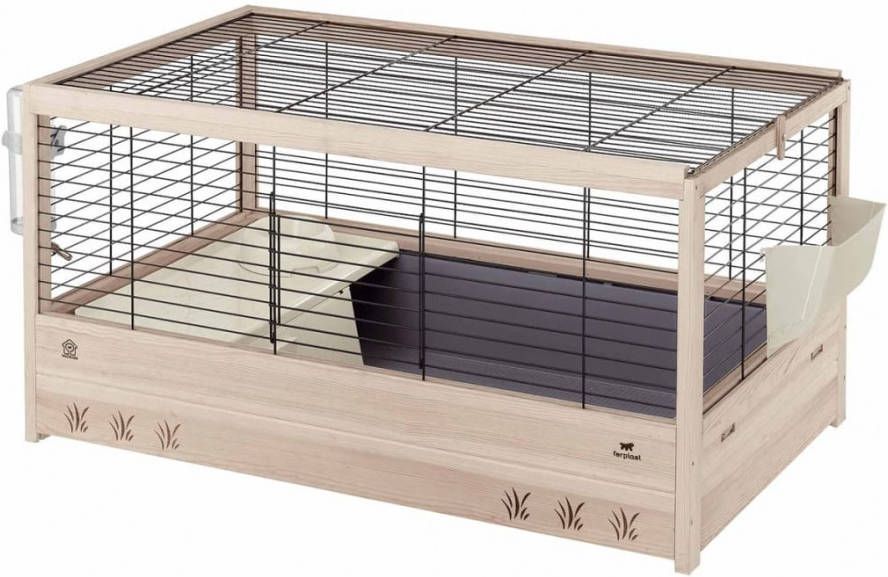Ferplast Konijnenkooi Arena 100 Dierenverblijf 100x62.5x51 cm Houtkleur