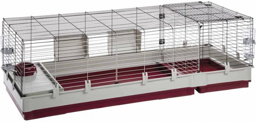 Ferplast Konijnenkooi Krolik 160 Dierenverblijf 162x60x50 cm Grijs Rood