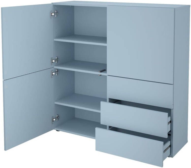 FMD Kast met 3 lades en 3 deuren 99x31, 5x101, 2 cm blauw
