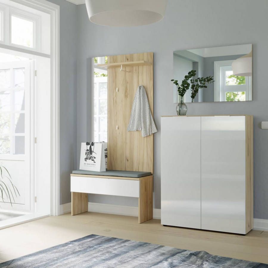 Germania Schoenenbank GW Avino 38x92x51 cm Navarra eikenkleurig en wit