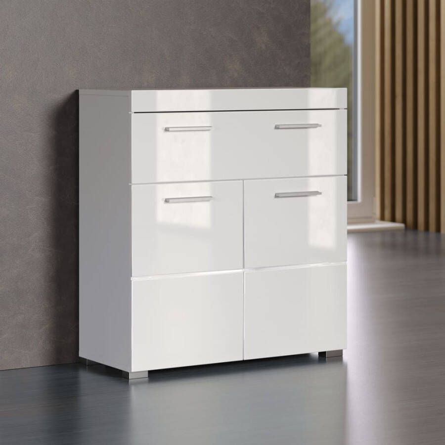 trendteam Onderkast Amanda Breedte 73 cm, badkamerkast met 1 grote lade en 2 deuren, MDF fronten in hoogglans of hout look