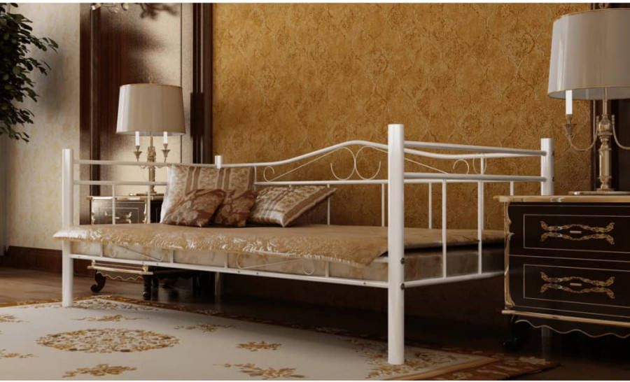 vidaXL Bed met traagschuim matras metaal wit 90x200 cm