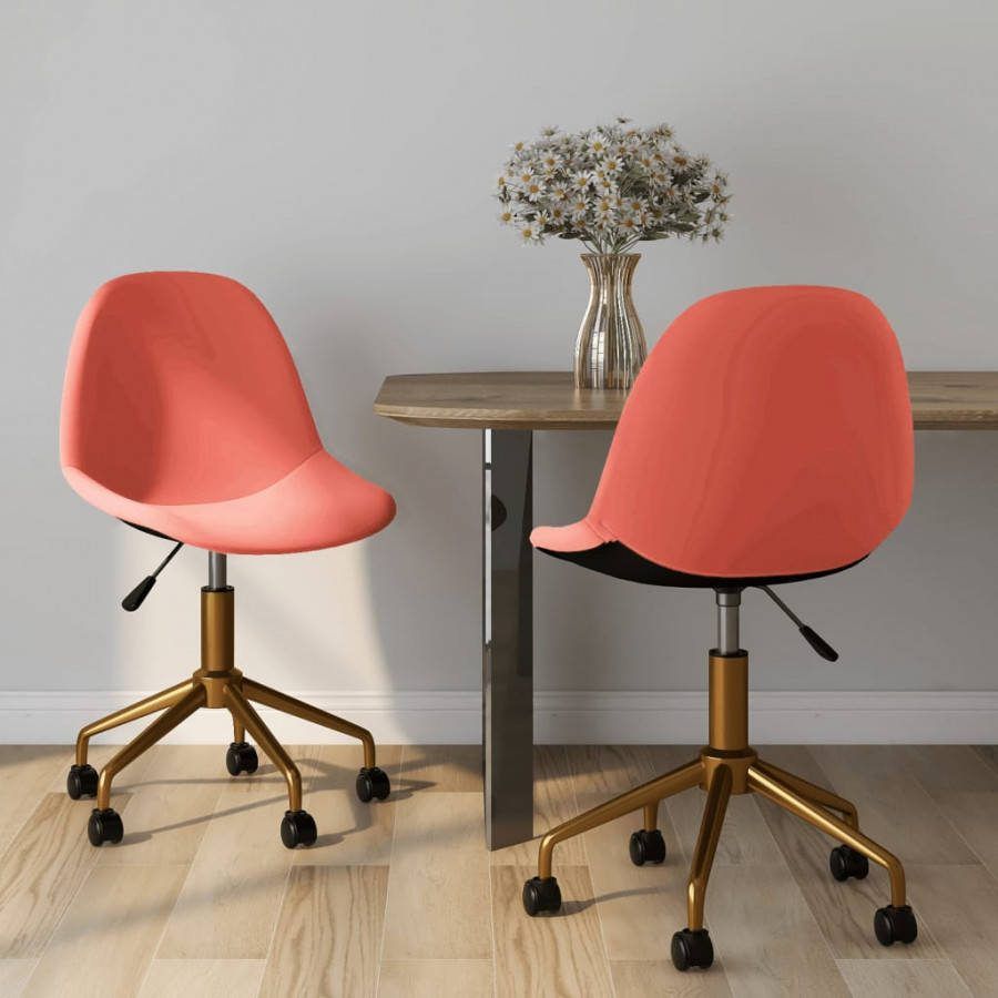 VIDAXL Eetkamerstoelen draaibaar 2 st fluweel roze