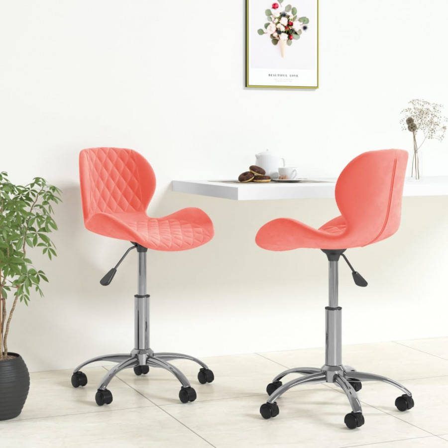VIDAXL Eetkamerstoelen draaibaar 2 st fluweel roze