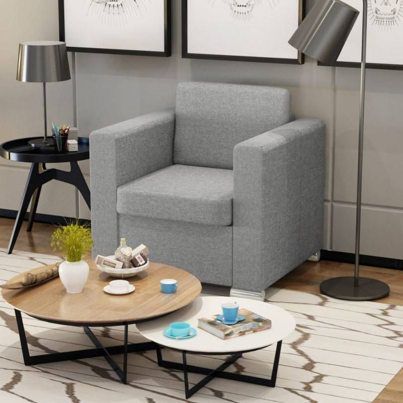 VIDAXL Fauteuil stof lichtgrijs