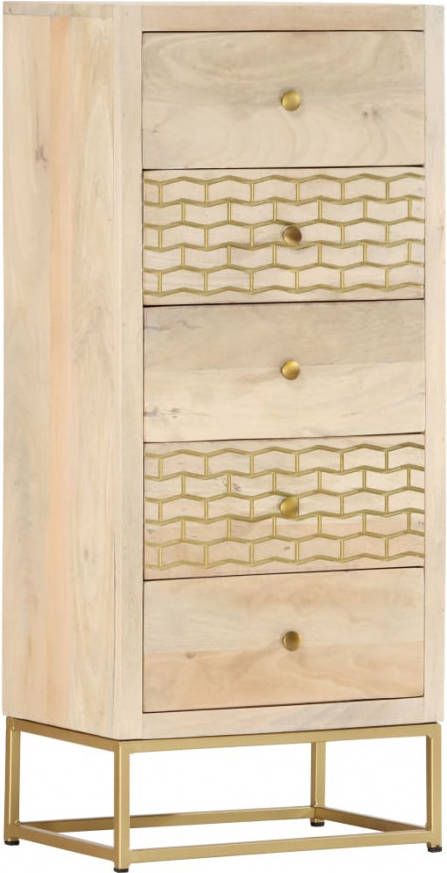 VIDAXL Ladekast 45x30x105 cm massief mangohout goudkleurig