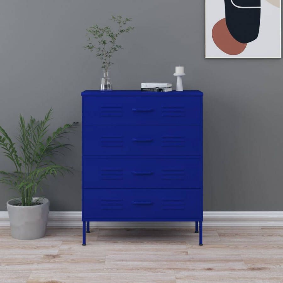 VIDAXL Ladekast 80x35x101, 5 cm staal marineblauw