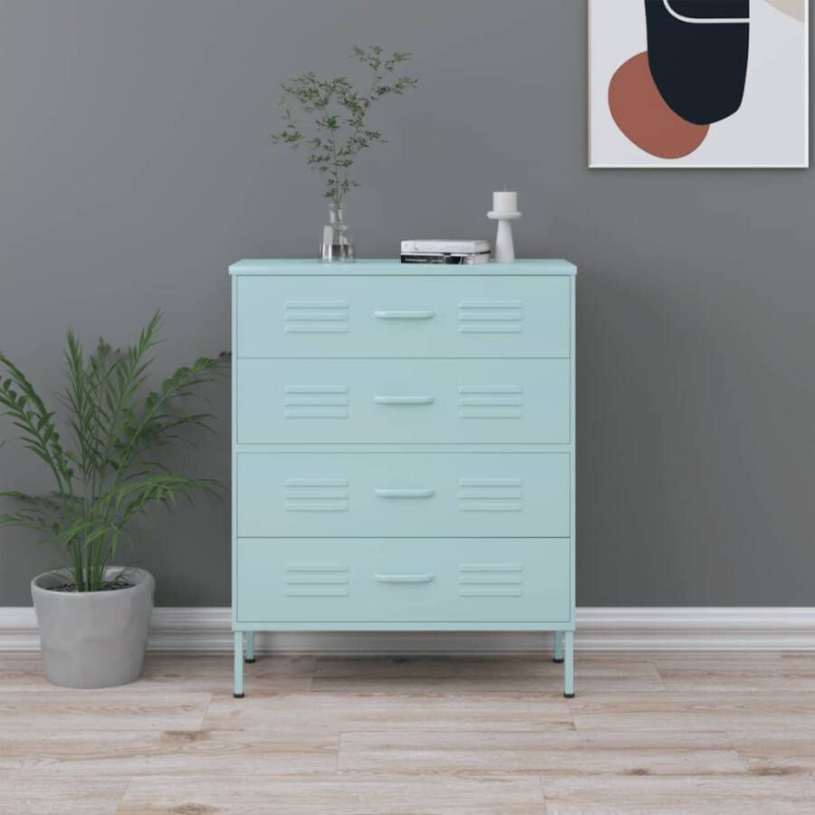 VIDAXL Ladekast 80x35x101, 5 cm staal mintkleurig