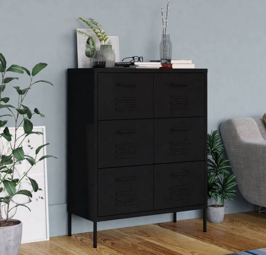 VIDAXL Ladekast 80x35x101, 5 cm staal zwart