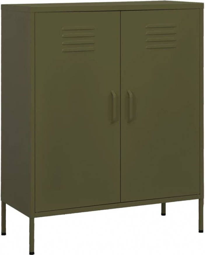 vidaXL Opbergkast 80x35x101, 5 cm staal olijfgroen