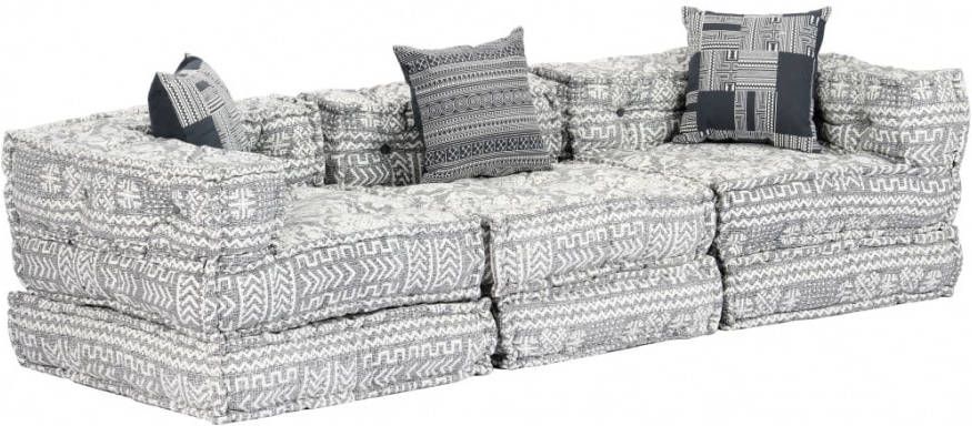 vidaXL Poef driezits modulair stof lichtgrijs Leen Bakker