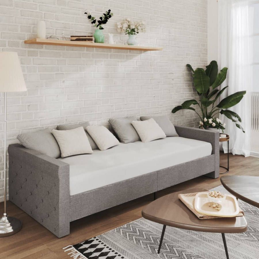 VIDAXL Slaapbank met matras en USB stof lichtgrijs 90x200 cm