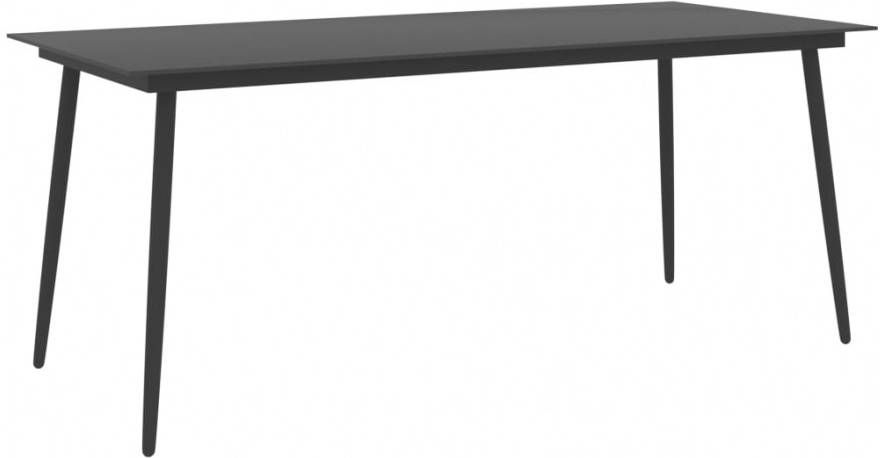 vidaXL Tuintafel 190x90x74 cm staal en glas zwart