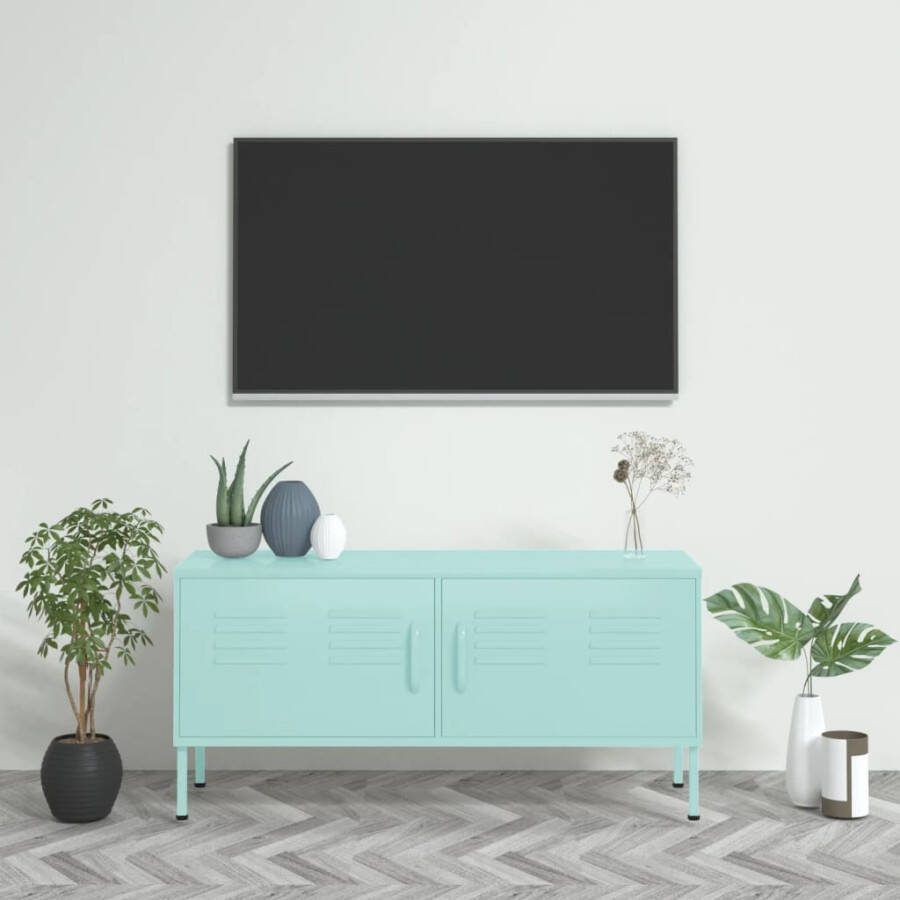VIDAXL Tv meubel 105x35x50 cm staal mintkleurig