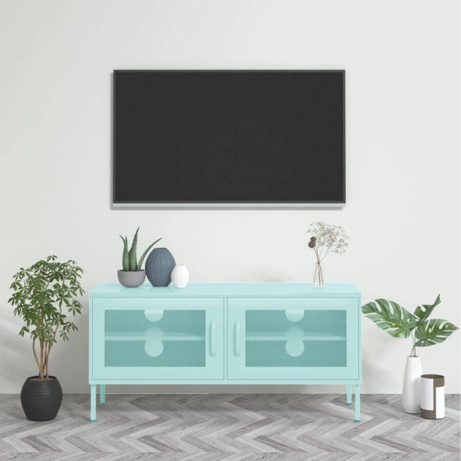VIDAXL Tv meubel 105x35x50 cm staal mintkleurig