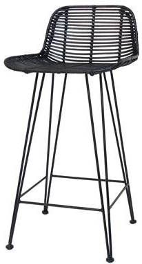 HKliving Barstoel rotan zwart