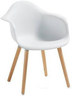 Kave Home eetkamerstoel/kuipstoel 'Kevya' met armleuning, kleur wit