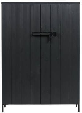 Woood Bruut 2-Drs Kast Grenen Geborsteld Diep Zwart [Fsc]