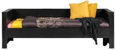 WOOOD Bedbank Dennis zwart grenen hout(exclusief bedlade )