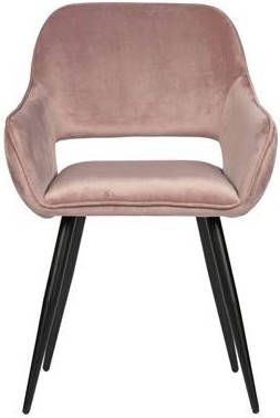 WOOOD Eetkamerstoel Jelle lichtroze velvet set van 2
