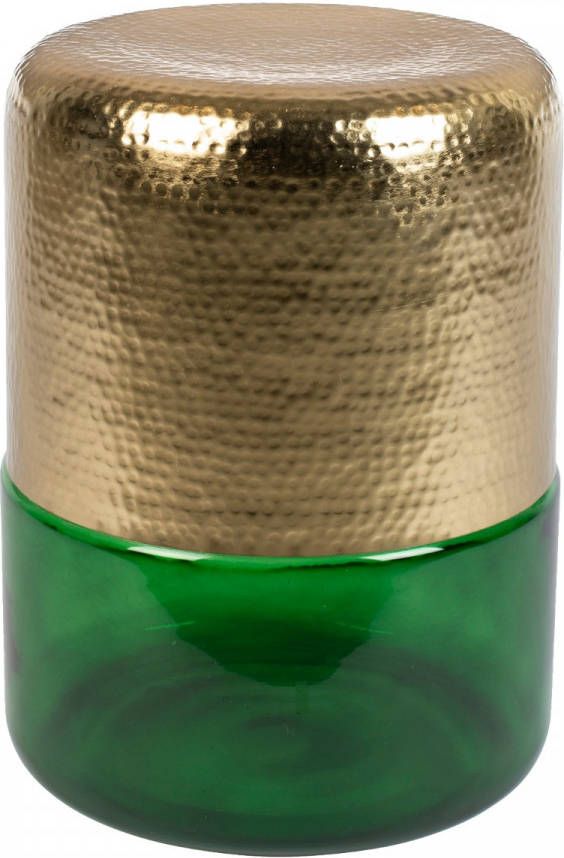 Dutchbone Bijzettafel 'Cave' IJzer en glas, 35cm, kleur Groen