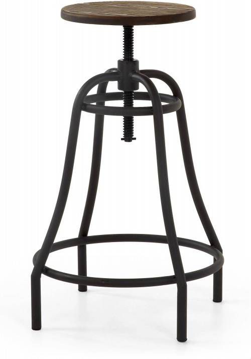 Kave Home Malira kruk van zwart staal en massief bamboe, hoogte