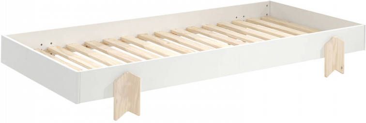 Vipack Kinderledikant Modulo Tienerbed, 1 persoons, stapelbed met poten in pijl look