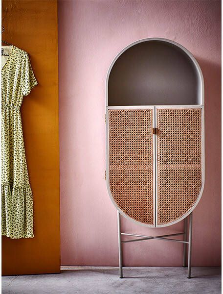 HKliving Retro Kast Ovaal Lichtgrijs 65 x 30 x 160 cm