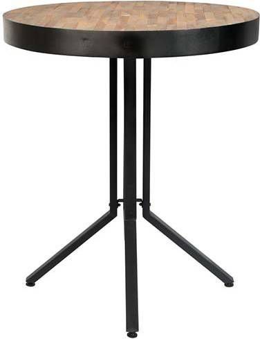 24Designs Nolan Bartafel Rond Ø75xH93 Teakhout Zwart Zwart Metalen