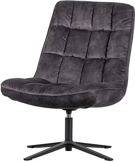 WOOOD Draaifauteuil 'Job' Velvet, kleur Antraciet