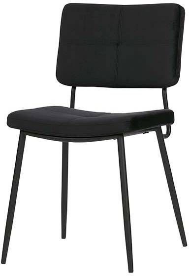 Woood Kaat Stoel Set Van 2 Fluweel Zwart Zwarte Metalen Poten