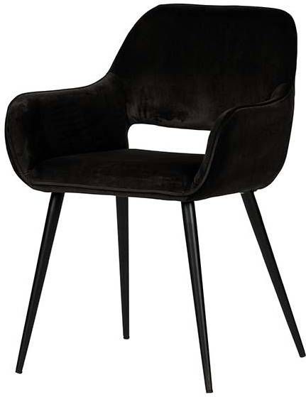 Woood Jelle Stoel Set Van 2 Zwart Fluweel Zwarte Metalen Poten